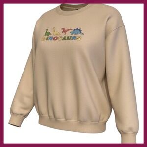 SHEIN Dinosaur Graphic Crewneck Sweatshirt Beige 4XL Polyester Casual Comfort